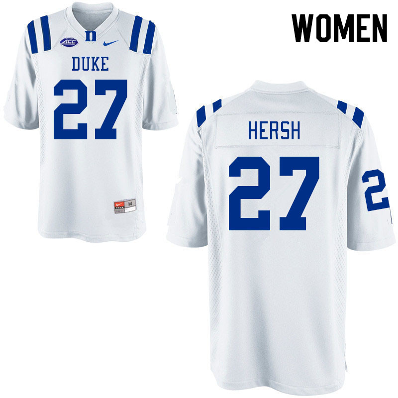 Women #27 Brandon Hersh Duke Blue Devils College Football Jerseys Stitched-White